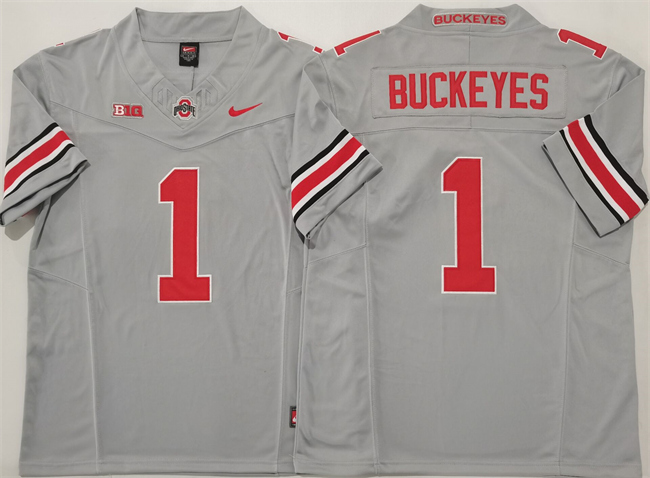 Men's Ohio State Buckeyes #1 Buckeyes Grey 2025 F.U.S.E. Limited Stitched Jersey